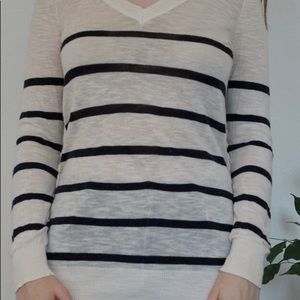 H&M navy and cream striped sheer sweater